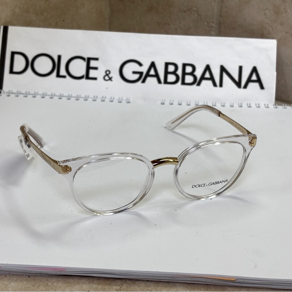 New Dolce & Gabbana DG5043 3133 Crystal Gold and Silver Eyeglasses
